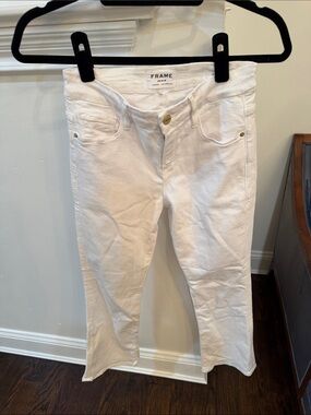Frame Denim White Le Crop Mini Boot Jeans